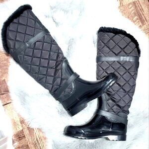 New Michael Kors Quilted Shearling Winter Belted Riding Fulton Boots